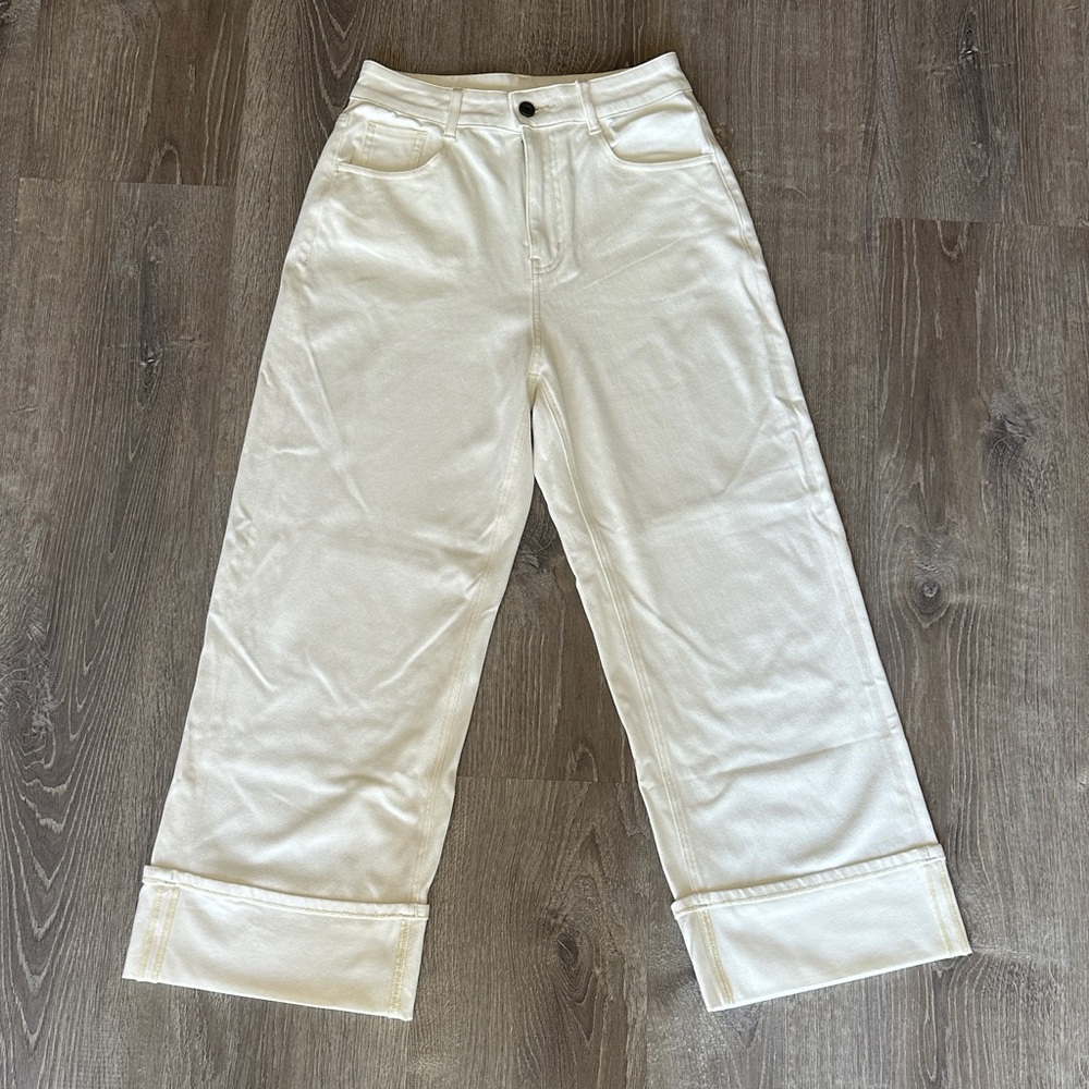 HALARA Cream Wide-Leg Pants Size Small